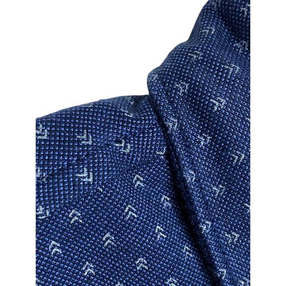 Van Heusen Never Tuck Button Polo Shirt Mens Big Tall 2XLT Blue Geometric Preppy - Picture 4 of 7